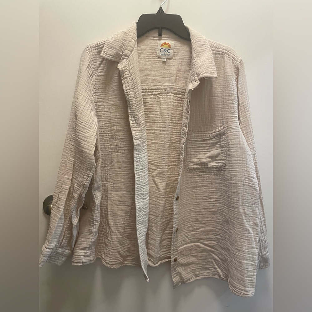 C&C California Soft Pink Gauze Button-Up Shirt / Size: X-Large